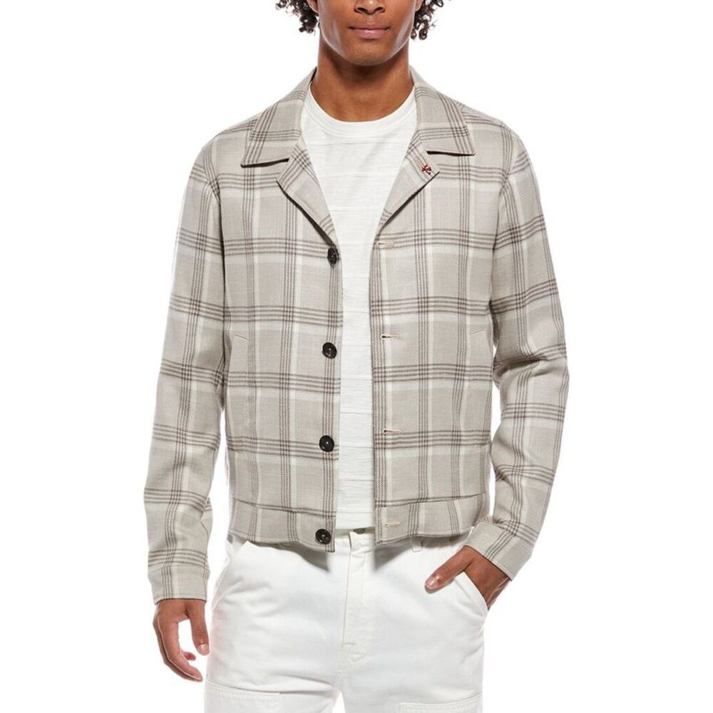 Isaia Mens  Portofino Wool, Silk & Linen-Blend Jacket, Beige